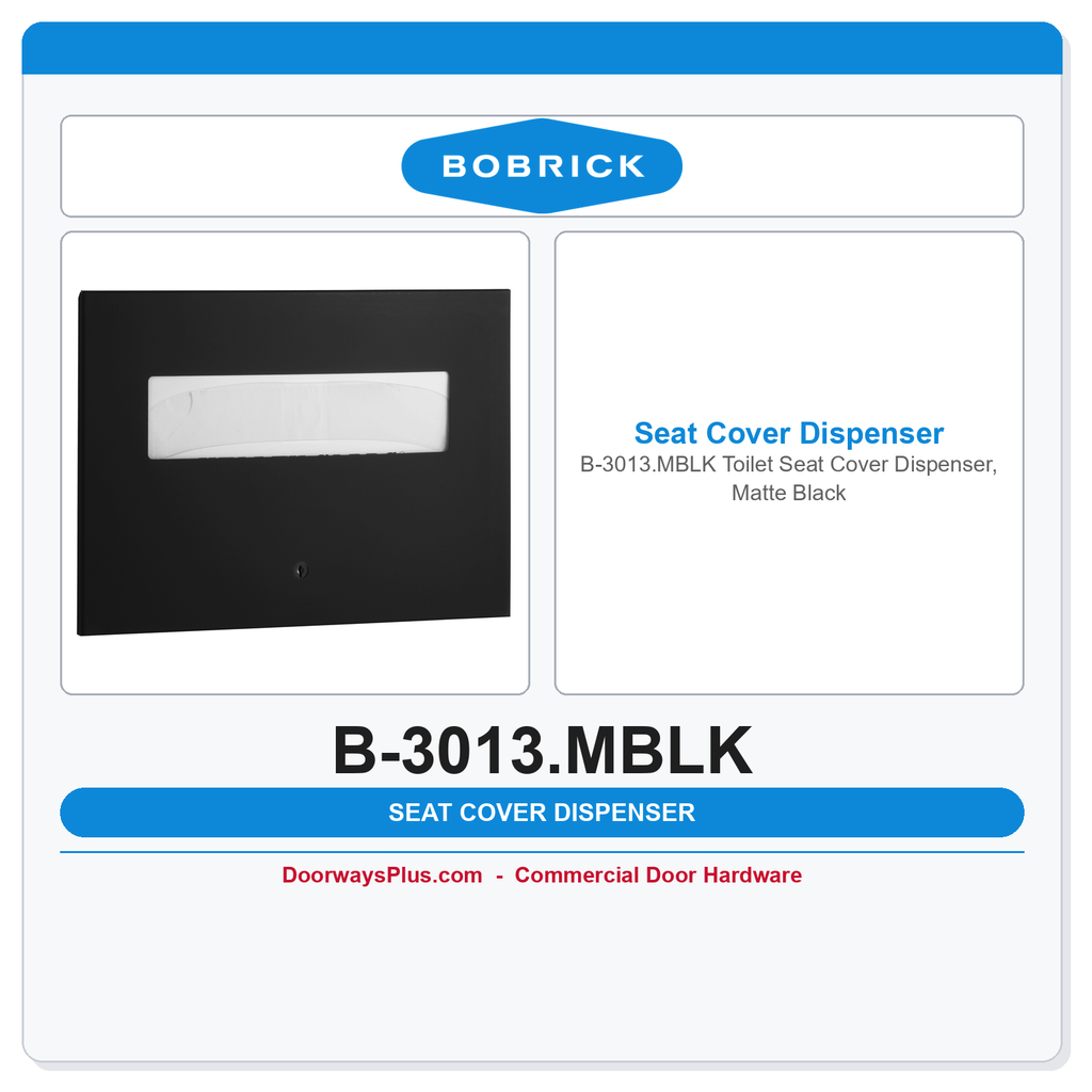 Bobrick B-3013.MBLK Toilet Seat Cover Dispenser, Matte Black