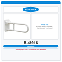 Bobrick B-49916 Swing-Up Grab Bar – Wall-Mounted, Vinyl-Coated