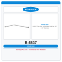 Bobrick B-5837 Two-Wall Tub/Shower Grab Bar, 36" x 54" Stainless