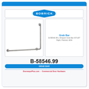 Bobrick B-58546.99 L-Shaped Grab Bar 40"x30" Right, Peened, ADA