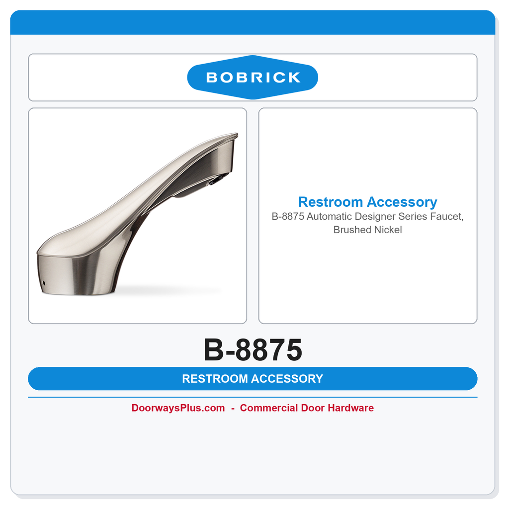Bobrick B-8875 Automatic Designer Series Faucet, Brushed Nickel