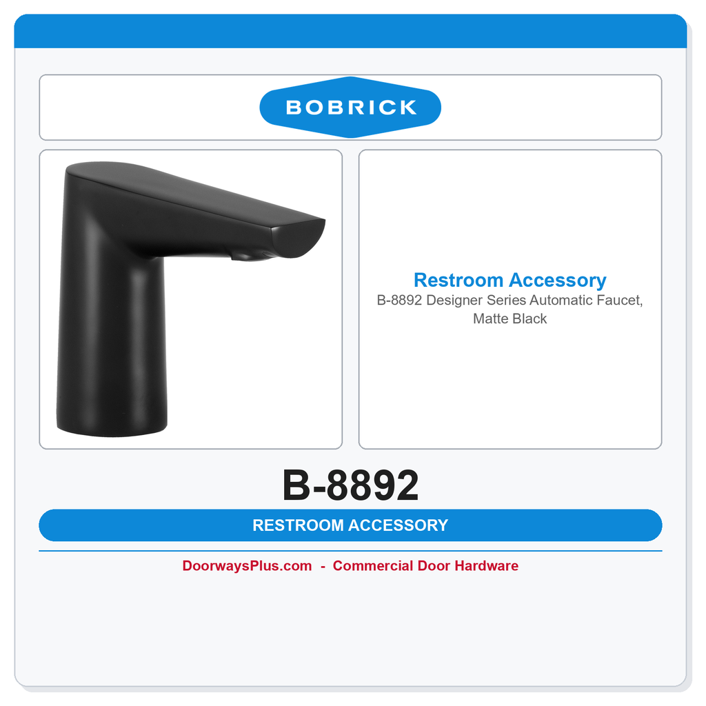 Bobrick B-8892 Designer Series Automatic Faucet, Matte Black