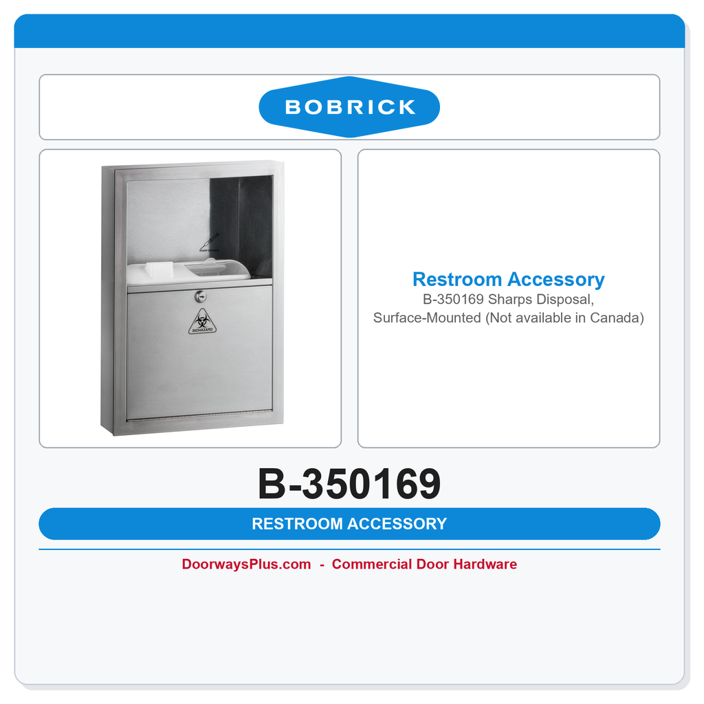 Bobrick B-350169 Sharps Disposal, Surface-Mounted (Not available in Canada)