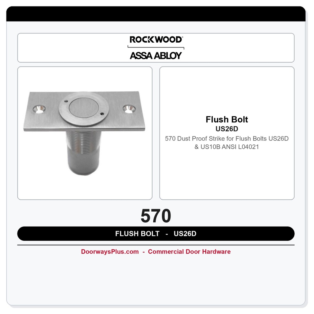 Rockwood 570 Dust Proof Strike for Flush Bolts | US26D & US10B | ANSI L04021