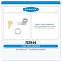 Bobrick B3944 Recessed Paper Towel & Waste Receptacle, 12-Gal, Satin Stainless