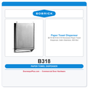 Bobrick B318 B318 B-318 Recessed Paper Towel Dispenser, Satin Stainless, 800 Multifold