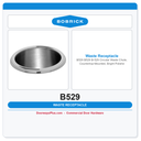 Bobrick B529 B529 B-529 Circular Waste Chute, Countertop-Mounted, Bright Polished Stainless