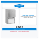 Bobrick B4288 ConturaSeries Two-Roll Toilet Paper Dispenser, Satin Stainless