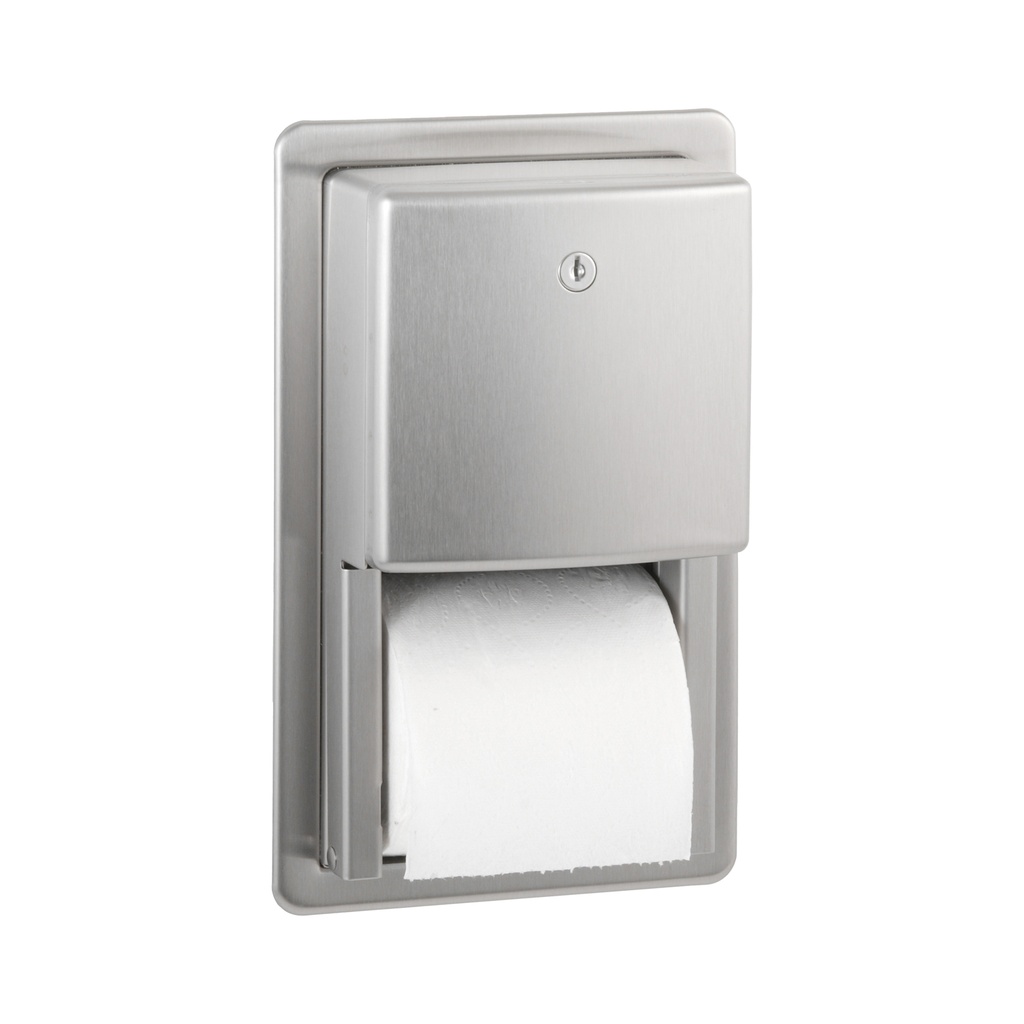 Bobrick B4388 ConturaSeries Recessed Dual-Roll Toilet Tissue Dispenser, Satin Stainless