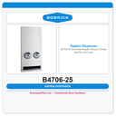 Bobrick B4706-25 Recessed Napkin/Tampon Vendor B4706 x 25 Cents