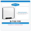 Bobrick B-7120 115V QuietDry Series, ADA Dryer, Surface-Mounted, White Cover – 115V