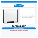 Bobrick B-7120 230V QuietDry Series, ADA Dryer, Surface-Mounted, White Cover – 230V