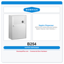 Bobrick B254 B-254 Surface-Mounted Sanitary Napkin Disposal, Satin Stainless, 1.3 Gal