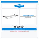 Bobrick B-676x24 Towel Shelf with Bar – 24" Length, Surface-Mounted