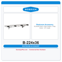 Bobrick B-224x36 Shelf, 4 Mop Holders, 3 Rag Hooks – 36" Length