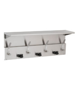 Bobrick B-239x34 Shelf, 3 Mop Holders, 4 Rag Hooks – 34" Length