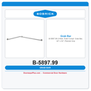 Bobrick B-5897.99 2-Wall, Toilet Compt. Grab Bar, 42" x 54", Peened Grip