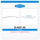 Bobrick B-6897.99 2-Wall, Toilet Compt. Grab Bar – 42" x 54", Peened Grip