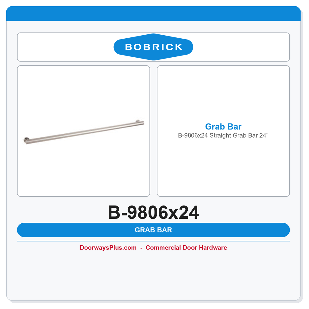 Bobrick B-9806x24 Straight Grab Bar 24" | Fino Collection ADA