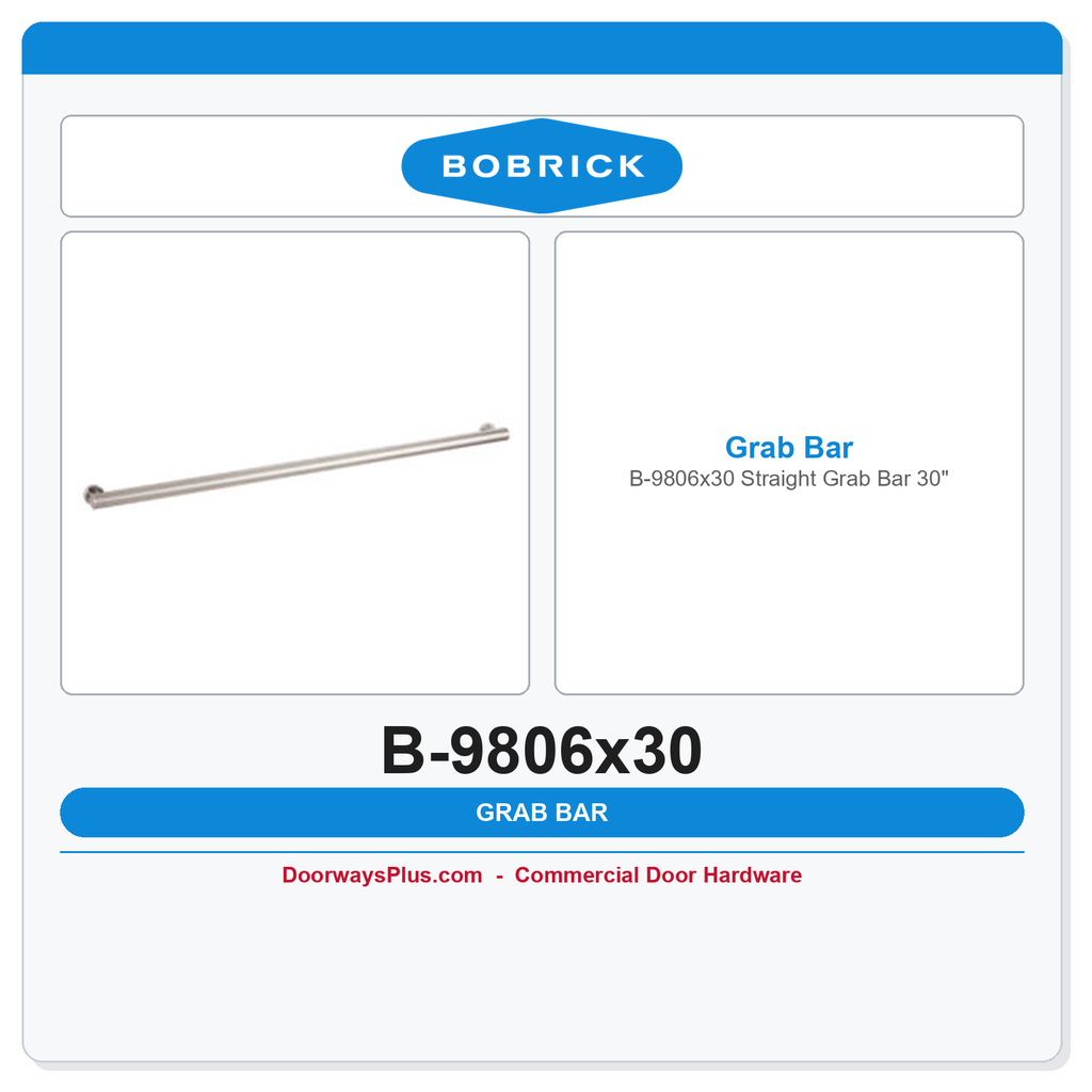 Bobrick B-9806x30 Straight Grab Bar 30" | Fino Collection ADA