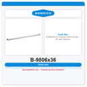 Bobrick B-9806x36 Fino Collection ADA Grab Bar – 36" Satin Stainless
