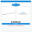 Bobrick B-9806x42 Straight Grab Bar, 42" Fino Collection ADA Stainless