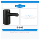 Bobrick B-902 Counter-Mounted Automatic Top-Fill Foam Soap Dispenser, Matte Black