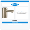 Bobrick B-905 Counter-Mounted Automatic Top-Fill Foam Soap Dispenser, Brushed Nickel
