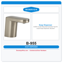 Bobrick B-955 Counter-Mounted Automatic Top-Fill Liquid Soap Dispenser, Brushed Nickel