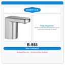 Bobrick B-958 Counter-Mounted Automatic Top-Fill Liquid Soap Dispenser, Polished Chrome