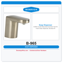 Bobrick B-965 Counter-Mounted Automatic Top-Fill Foam Soap Dispenser, Brushed Nickel