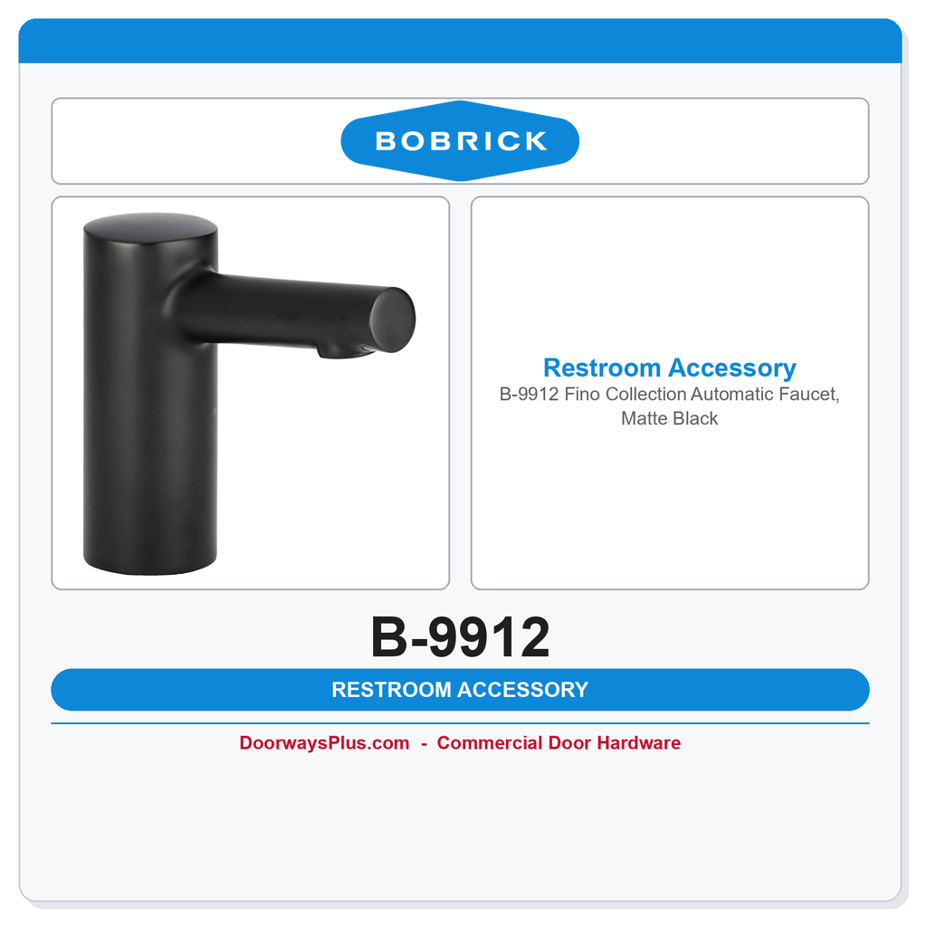 Bobrick B-9912 Fino Collection Automatic Faucet, Matte Black