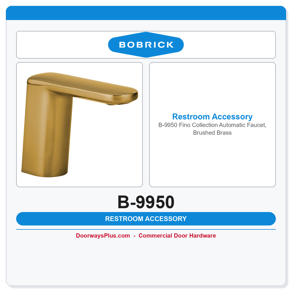 Bobrick B-9950 Fino Collection Automatic Faucet, Brushed Brass
