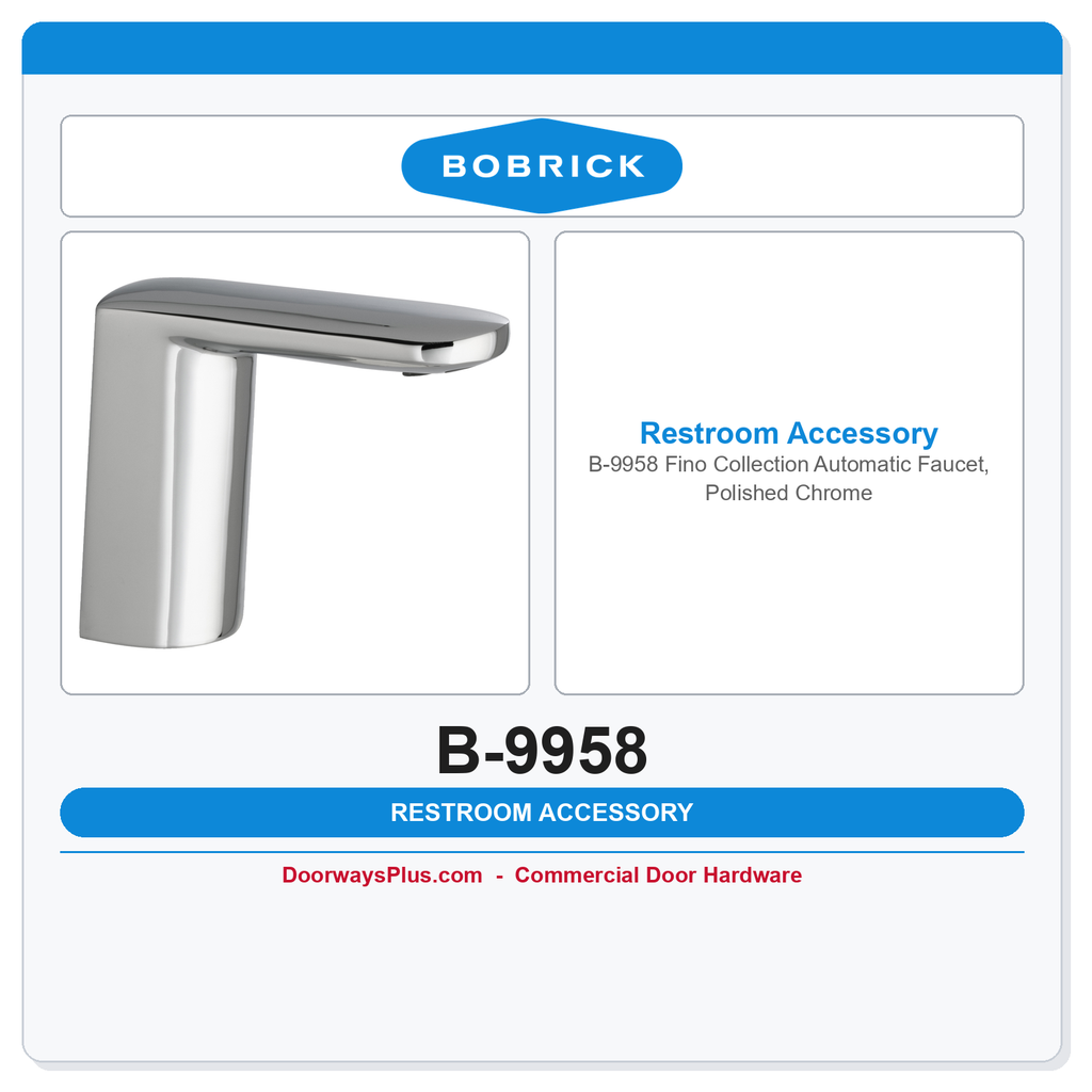 Bobrick B-9958 Fino Collection Automatic Faucet, Polished Chrome