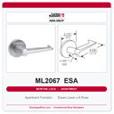 Corbin Russwin ML2067 ESA Apartment or Dormitory Mortise Lockset | Grade 1 Commercial