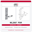 Corbin Russwin ML2067 PSR Apartment or Dormitory Mortise Lockset | Grade 1 Commercial