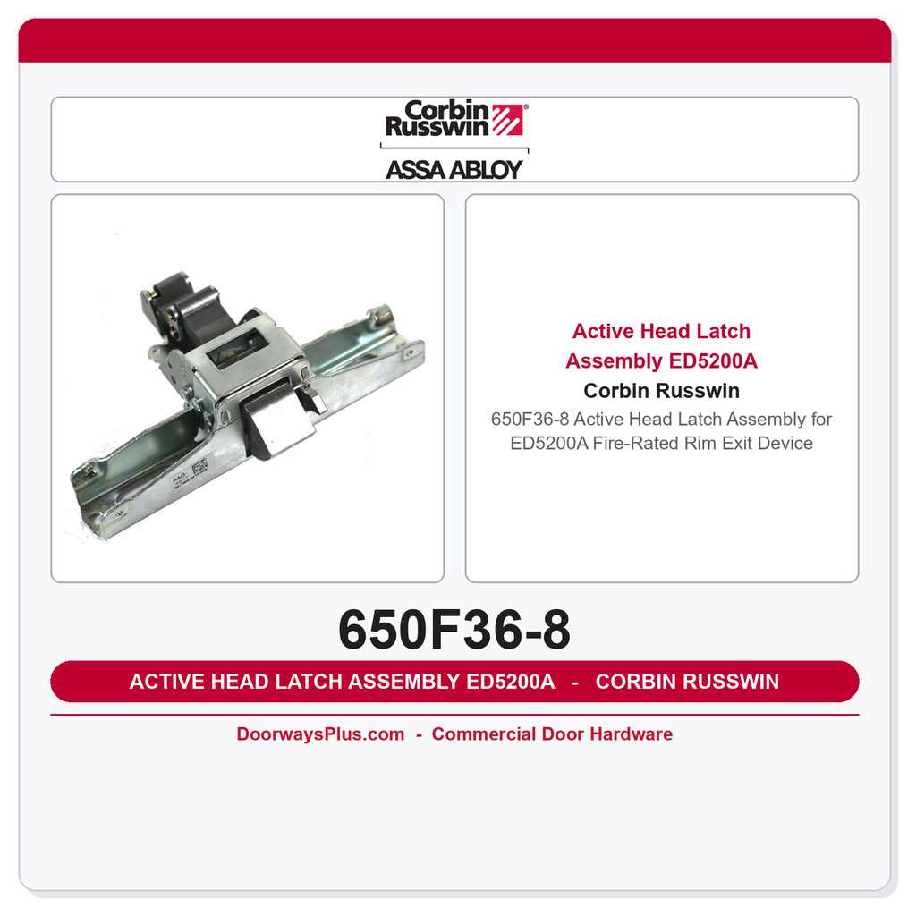 Corbin Russwin 650F36-8 Active Head Latch Assembly for ED5200A Fire-Rated Rim Exit Device