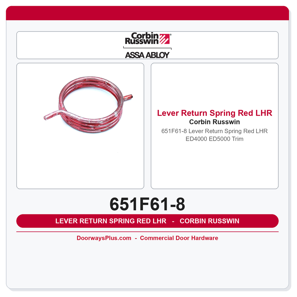 Corbin Russwin 651F61-8 Lever Return Spring Red LHR – ED4000 ED5000 Trim