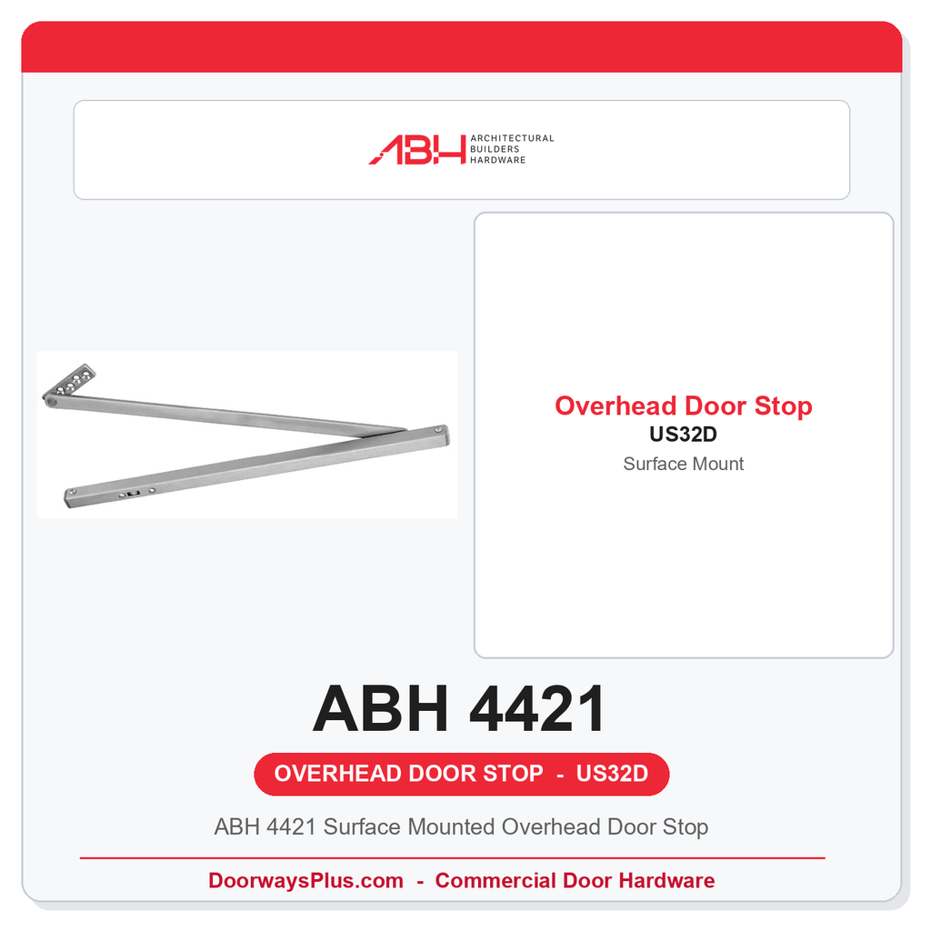 ABH 4421 Surface Mounted Overhead Door Stop | US32D Satin Stainless Steel