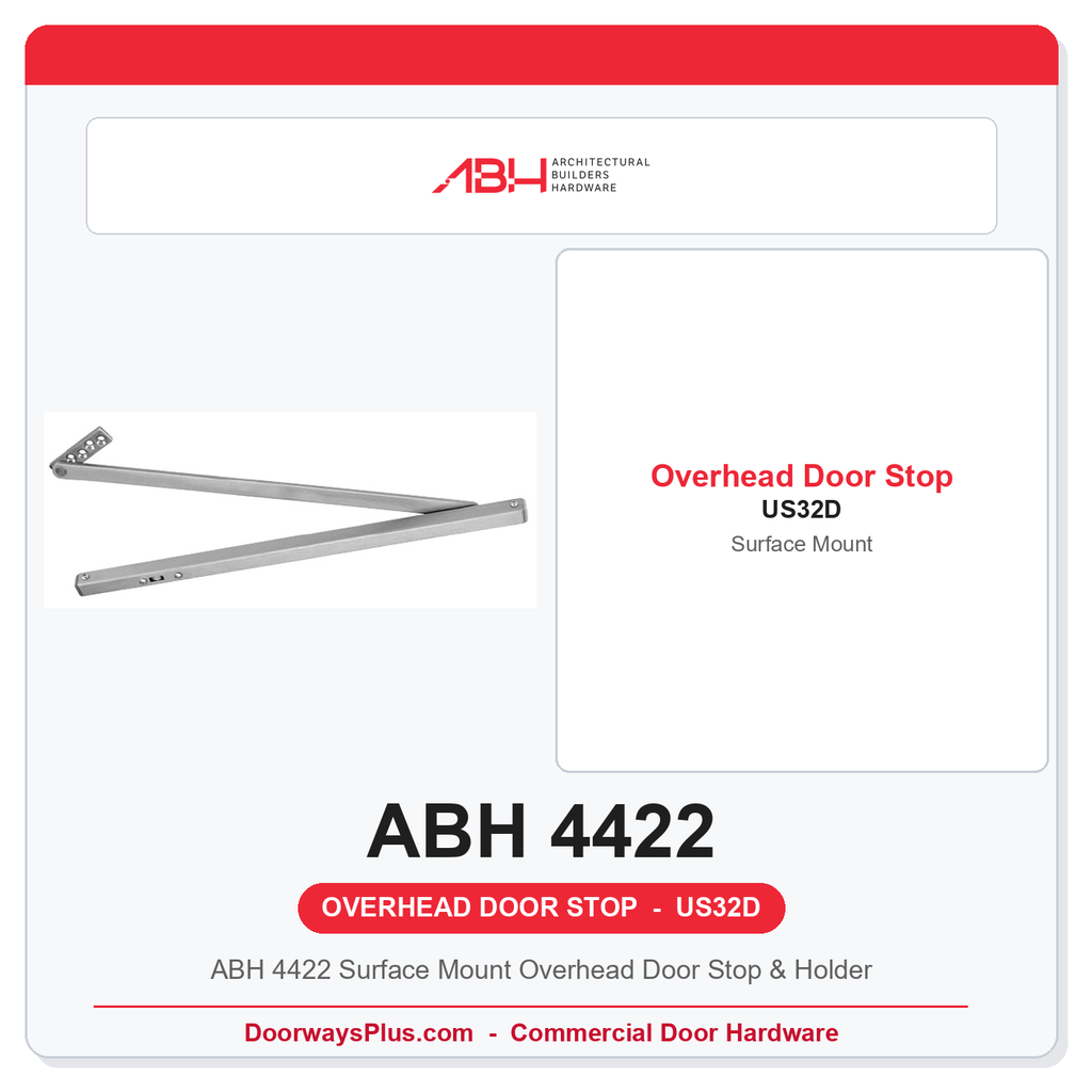 ABH 4422 Surface Mount Overhead Door Stop & Holder | US32D Satin Stainless
