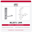 Corbin Russwin ML2073 LWR Classroom Security Mortise Lockset | Grade 1 Commercial
