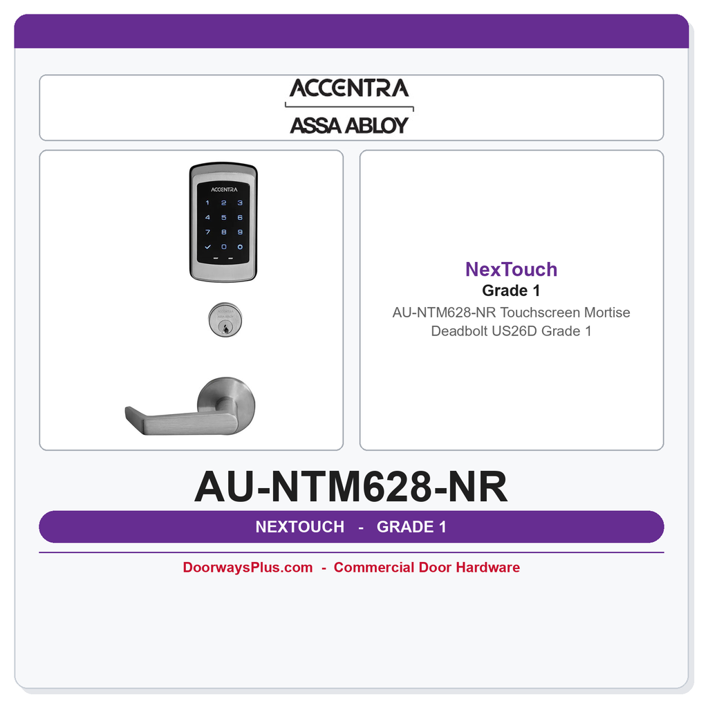 Accentra NexTouch AU-NTM628-NR Touchscreen Mortise Deadbolt US26D Grade 1