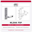 Corbin Russwin ML2049 PSP Storeroom Deadbolt Mortise Lockset | Grade 1 Commercial