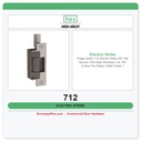 Folger Adam 712 Electric Strike 24V Fail Secure | 630 Satin Stainless | UL 10C 3-Hour Fire Rated | ANSI Grade 1