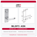 Corbin Russwin ML2073 ASN Classroom Security Mortise Lockset | Grade 1 Commercial