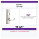 Accentra PB 626F Classroom/Storeroom Outside Exit Trim | 620F Series | Grade 1 | 630 Satin Stainless Steel | Less Cylinder