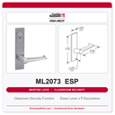 Corbin Russwin ML2073 ESP Classroom Security Mortise Lockset | Grade 1 Commercial