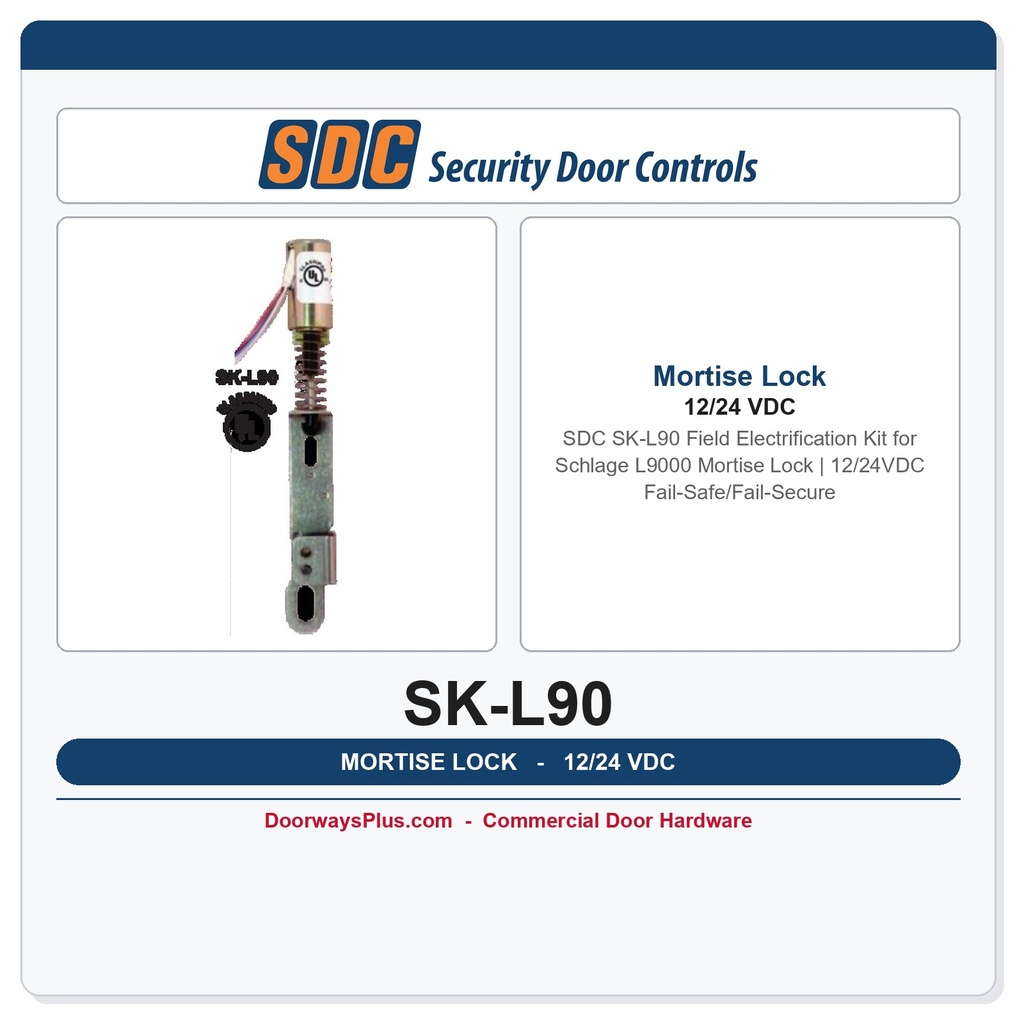 SDC SK-L90 Field Electrification Kit for Schlage L9000 Mortise Lock | 12/24VDC Fail-Safe/Fail-Secure