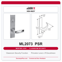 Corbin Russwin ML2073 PSR Classroom Security Mortise Lockset | Grade 1 Commercial