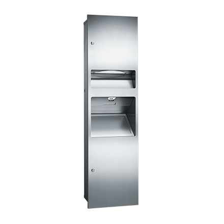 ASI 10-64672-2 Simplicity™ - 3-in-1 High Speed Hand Dryer, Paper Towel Disp & Waste Receptacle - (208-240V) - Multi, C-Fold - 6.8 gal - Recessed